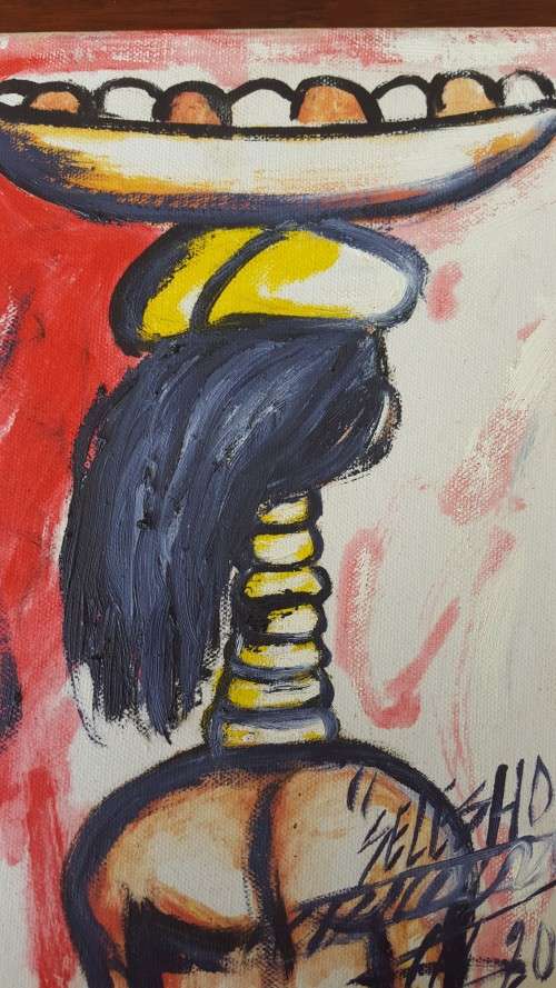 SELESHO  -OIL PAINTING - 235MM X 300MM-VALUED AT R5000