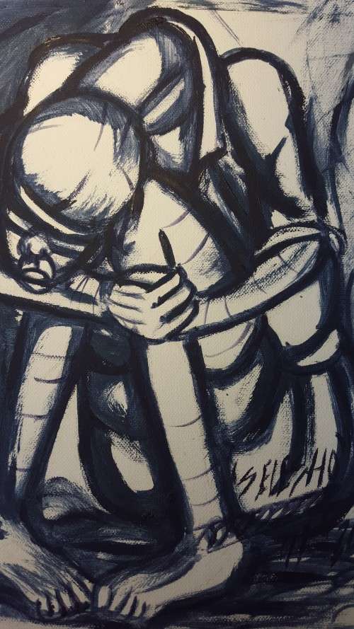 SELESHO  -OIL PAINTING - 260MM X 360MM-VALUED AT R5000