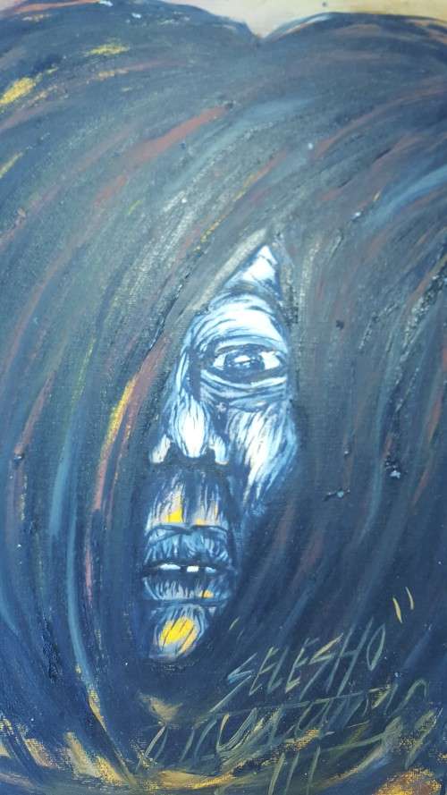 SELESHO  -OIL PAINTING -(THE FACE PART 2)- 300MM X 410MM-VALUED AT R5000