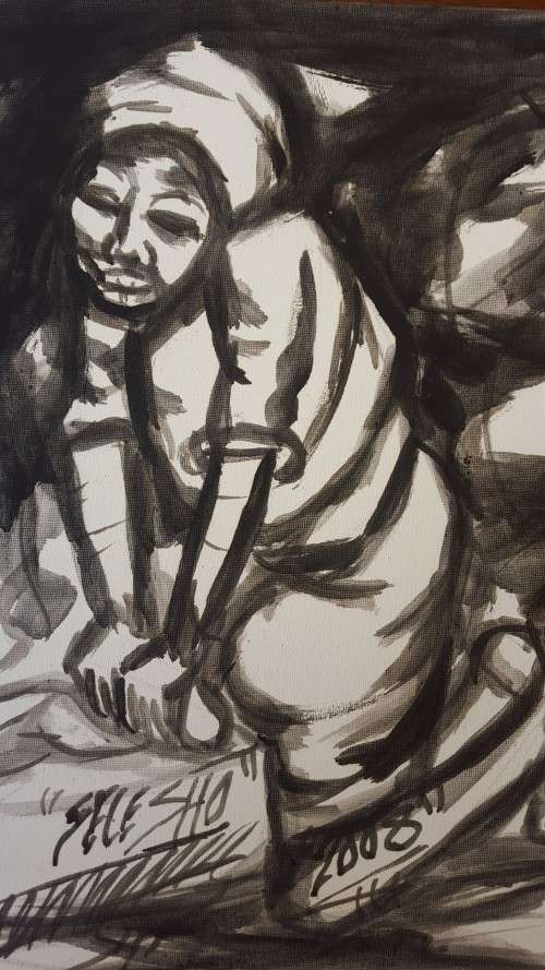 SELESHO  -OIL PAINTING - 300MM X 410MM-VALUED AT R5000