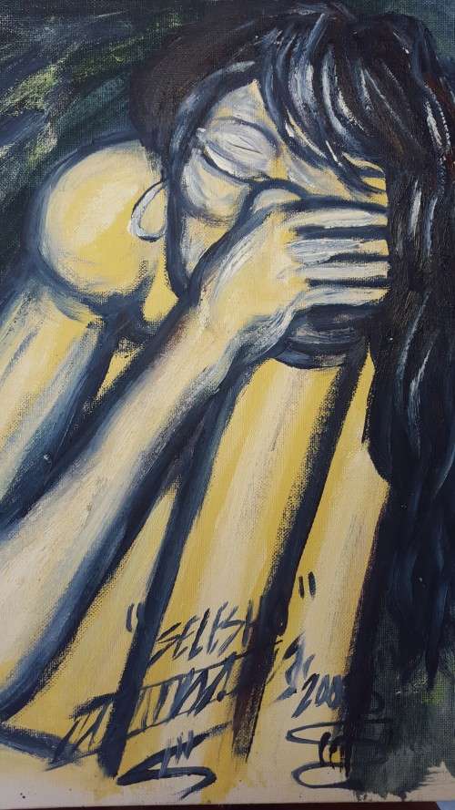 SELESHO  -OIL PAINTING - 300MM X 410MM-VALUED AT R6000