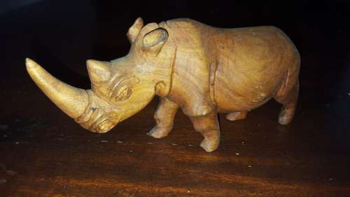 RHINO WOODEN CARVED-190mm x 90mm