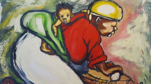 SELESHO  -OIL PAINTING - 300MM X 410MM-VALUED AT R6000