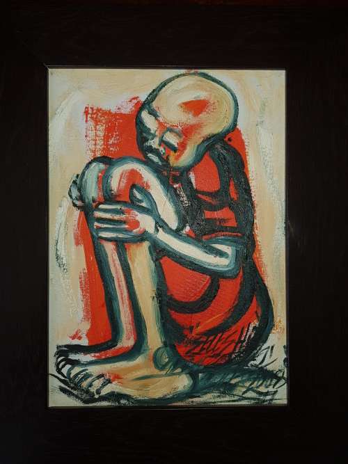 SELESHO  -FRAMED OIL PAINTING - 370MM X 475MM-VALUED AT R6000