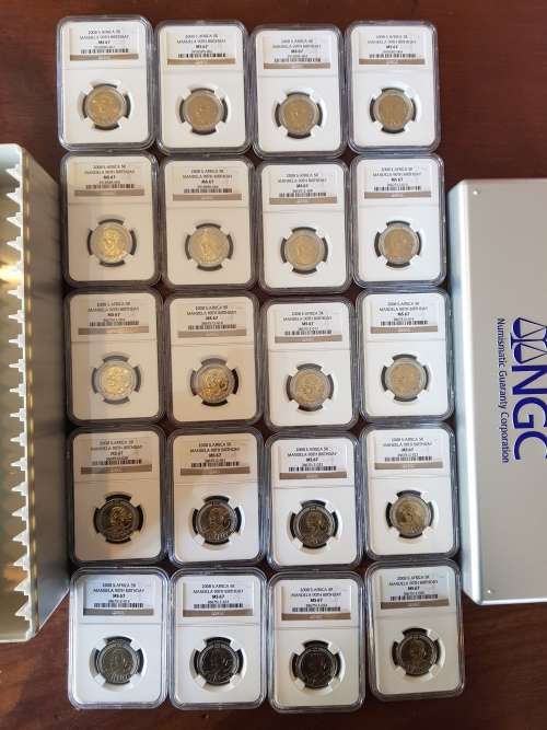 MANDELA  MS67 NGC GRADED  UNCIRCULATED 20 X  BIRTHDAY  2008 COINS-VERY HIGH GRADE
