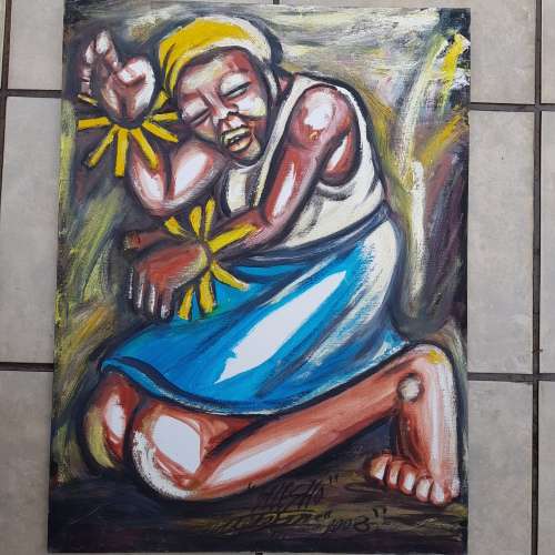 SELESHO(95% COLLECTION SOLD) " PRIDE PART 2" LARGE OIL PAINTING - 600mm(60cm) X 450mm(45cm)YEAREND