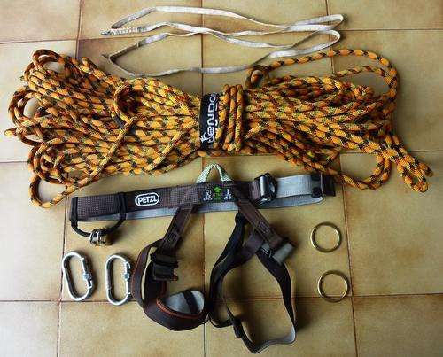 Climbing Gear - Petzl Harness, Tendon Rope, Carabiners, etc