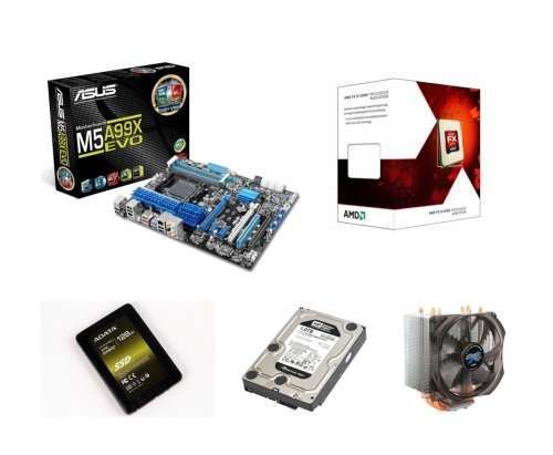 AMD FX-6300 Black Edition 6-Core 3.5GHz (4.1GHz Turbo) + Asus M5A99X EVO Board + Cooler + SSD + HDD