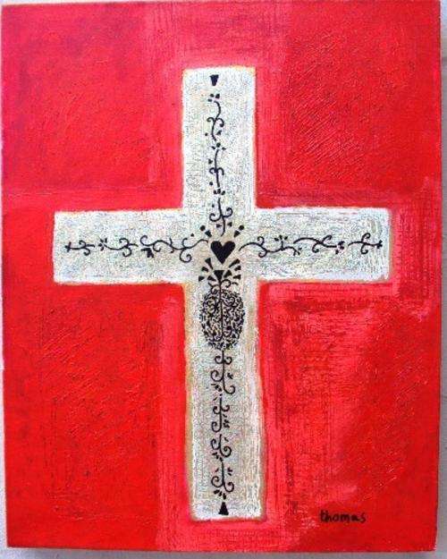 CROSS PAINTING BY THOMAS (FAT11) - Mixed media