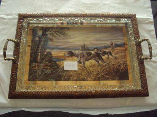 Vintage tray with 2 dogs and a hunter (TMCPA8)  -