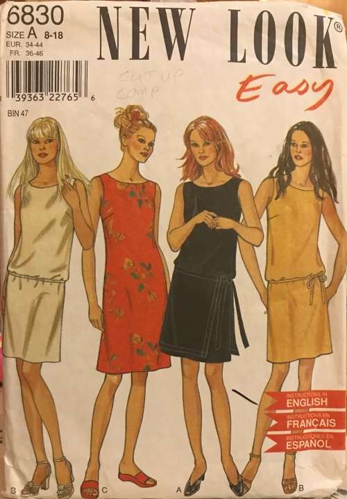 Newlook 6830 sewing pattern, size 8-18, beautiful dress, 3 variants