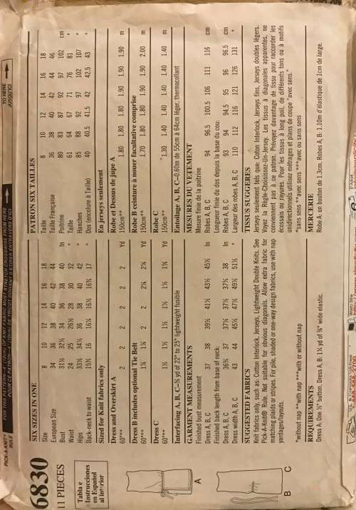 Newlook 6830 sewing pattern, size 8-18, beautiful dress, 3 variants