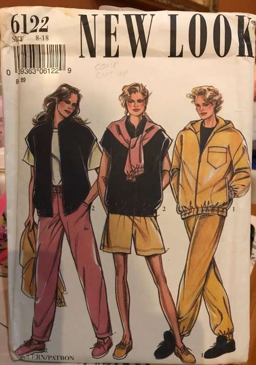 Newlook 6122 sewing pattern, size 8-18, ladies tracksuit and shorts