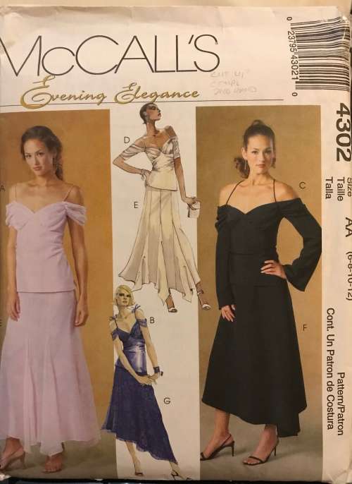 Mccalls 4302 sewing pattern, size 6-12, ladies petite tops and skirts