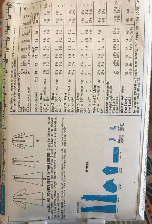 Sewing pattern STYLE 4117, ladies` dress in 2 lengths