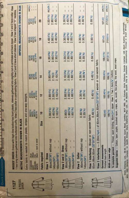 Sewing pattern STYLE 1127, ladie`s dress