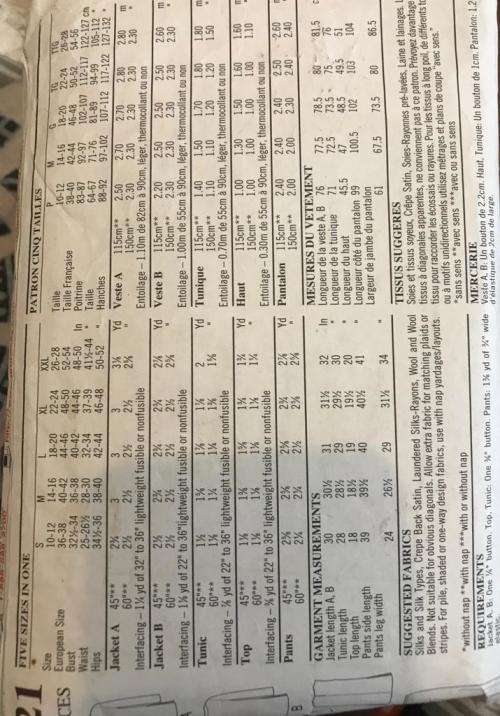 Sewing pattern Newlook 6721, ladie`s jacket, tunic, top and pants