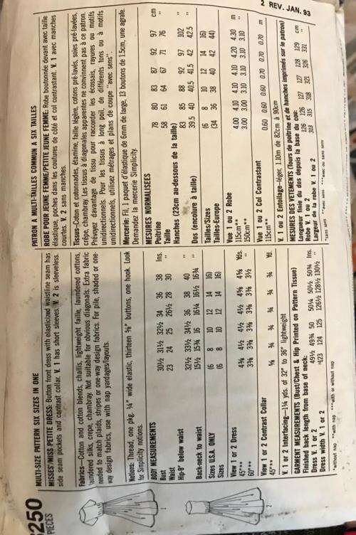 Sewing pattern Simplicity 8250, ladies` dress