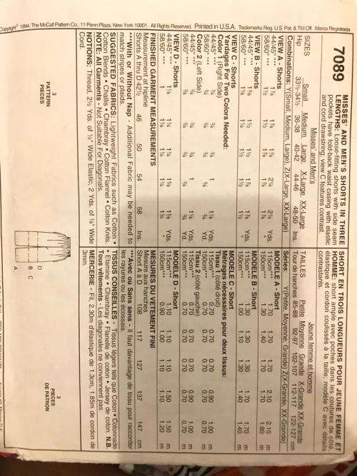 Sewing pattern McCall`s 5380, men`s shirt, tank top, pants and shorts