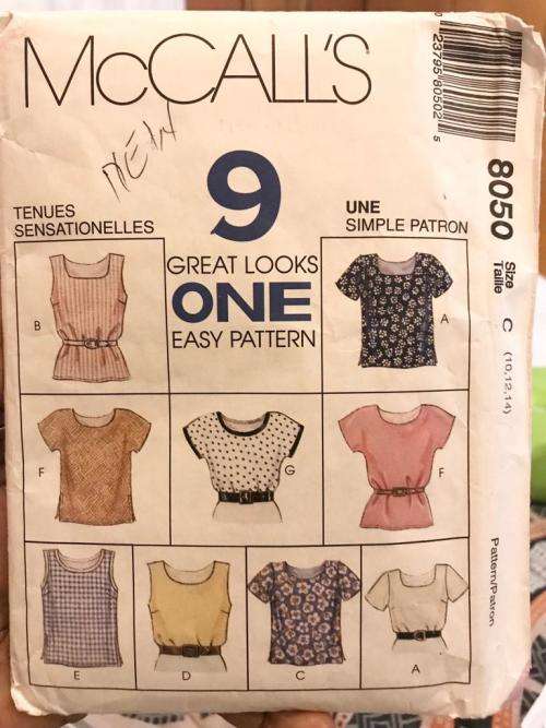 Sewing pattern McCall`s 8050, ladies` pull-over tops