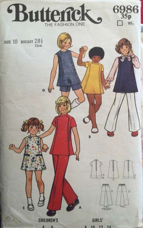 Sewing pattern McCall`s 9686, kids and girls` dress, jumper, tunic,pants and shorts, size 10