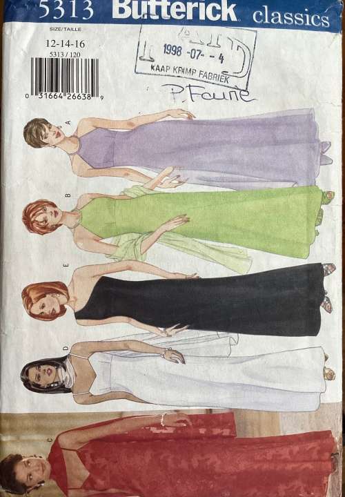 Sewing pattern Butterick 5313, ladies petite dress & scarf, size 12-16