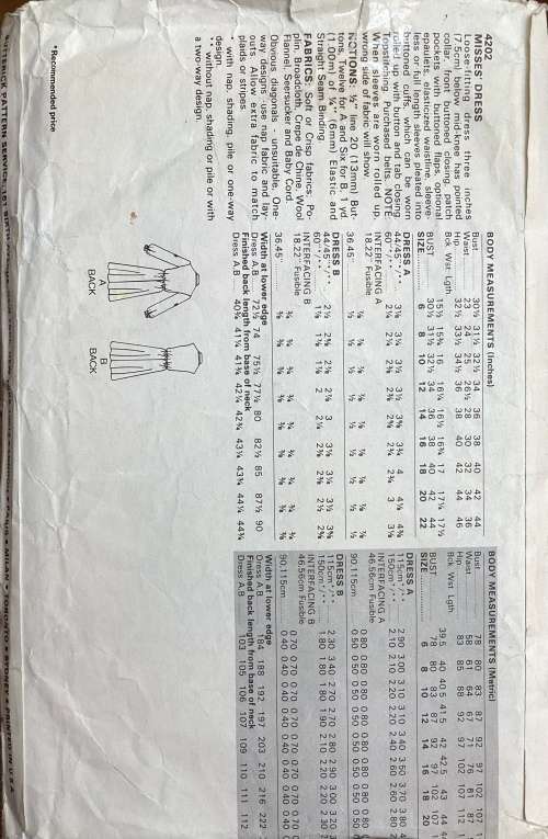 Sewing pattern Butterick 4202, ladies dress, size 12-16