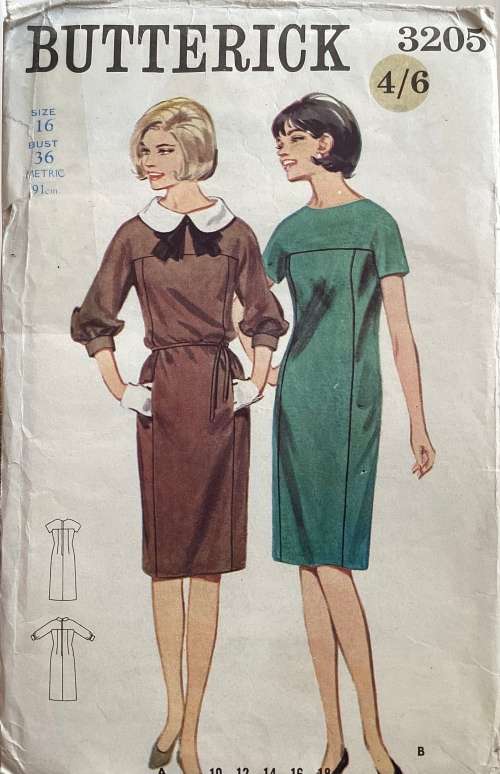 Sewing pattern Butterick 3205, ladies vintage dress, size 16