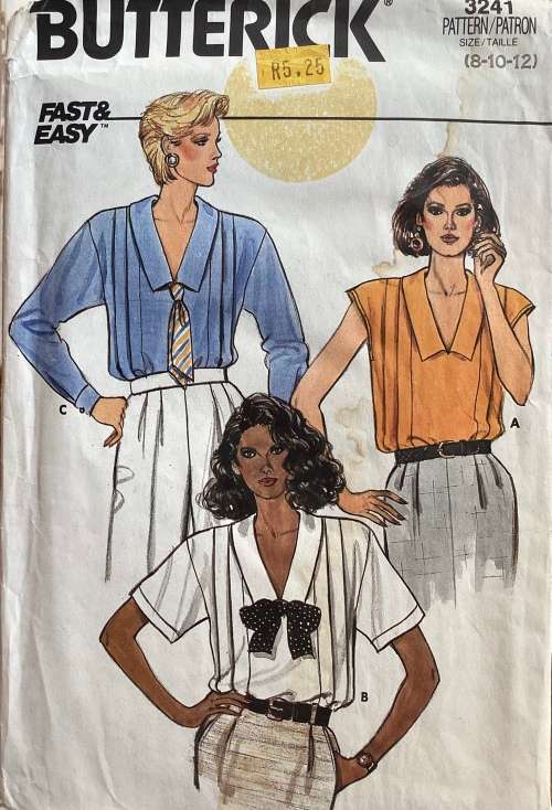 Sewing pattern Butterick 3241, ladies blouse, size 8-12