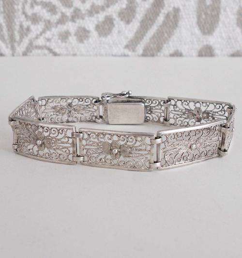 SALE!! Antique Authentic Art Nouveau Bracelet ~1930 * Delicate Filigree* 835 Silver