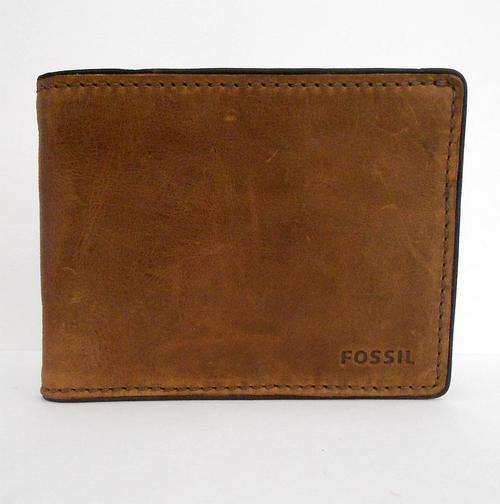 Authentic FOSSIL Mens Brown Bifold Wallet* Card Holder*Vintage-Look* Brand NEW*