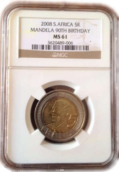 **RARE MS61 Mandela 2008 R5 Birthday Coin (NGC GRADED)**
