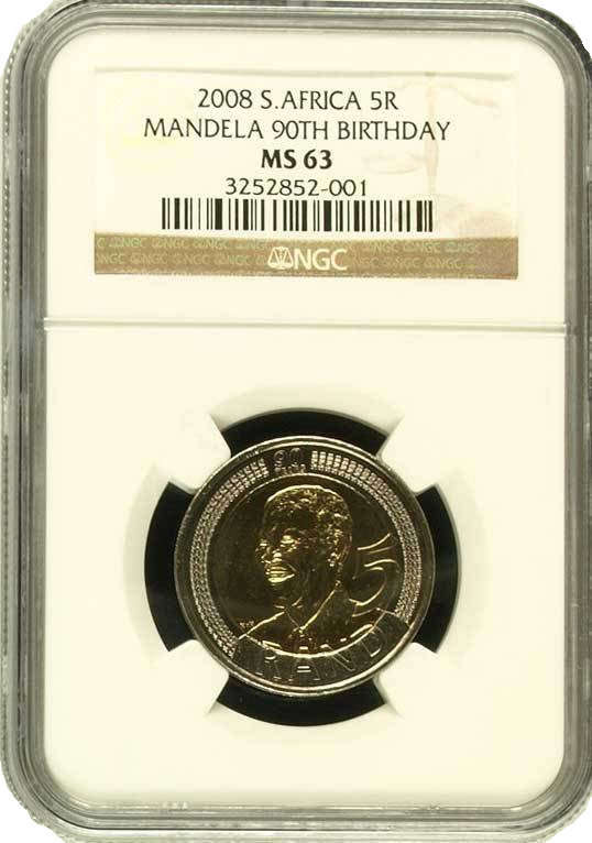 **MS63 Mandela 2008 R5 Birthday Coin - NGC GRADED** PLUS FREE SHIPPING