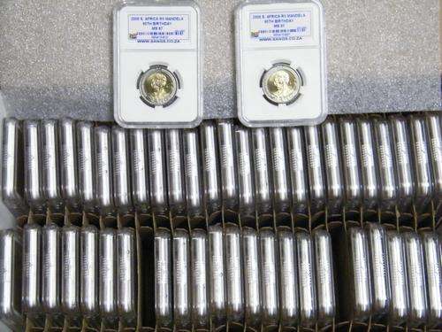 BOX(50) x MANDELA 90TH BIRTHDAY SANGS GRADED MS67 COINS @ R1 START