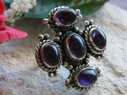 Amethyst .925 Silver Ring - Size 6 1/2 or M