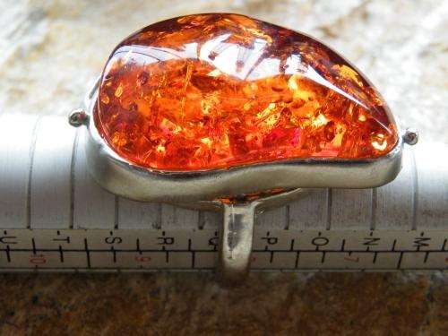 Red Amber Silver Ring
