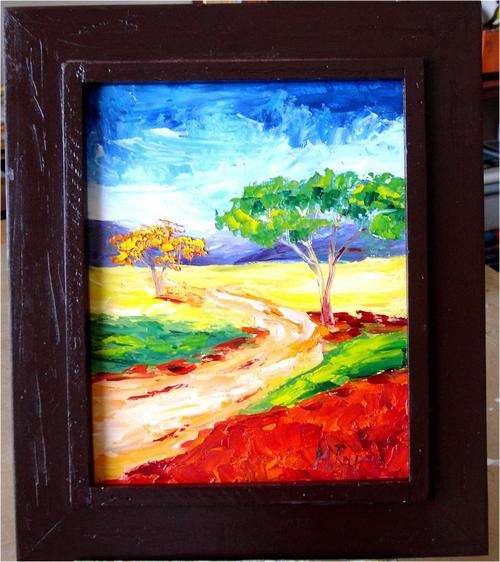 Country Path, framed oil painting by Mary Papas