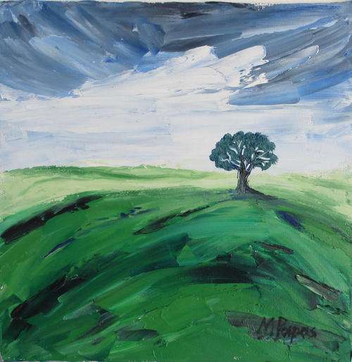 Waiting for Spring,  framed oil painting by Mary Papas