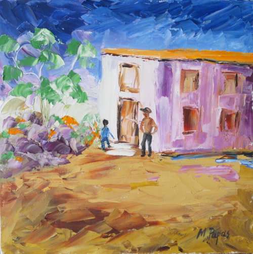 Farm Dwelling, oil painting by Mary Papas