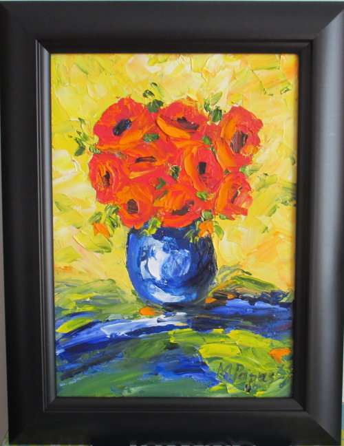Bouquet 2, framed oil painting by Mary Papas