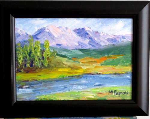 Country 11, framed oil painting by Mary Papas