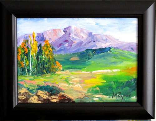 Country 12, framed oil painting by Mary Papas