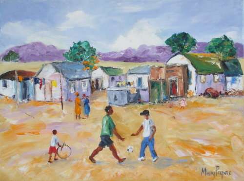 Children Playing, oil painting by Mary Papas
