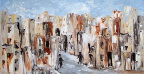The Old Neighbourhood , framed  oil painting by Mary Papas