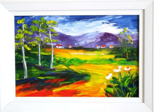 Country Scene 32 , framed  oil painting by Mary Papas