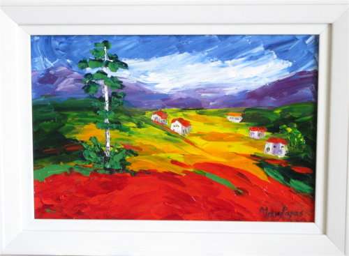 Country Scene 33, framed  oil painting by Mary Papas