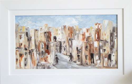The Old Neighbourhood , framed  oil painting by Mary Papas