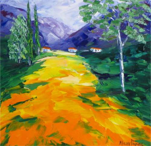 Country Scene 39, oil paintings by artist Mary Papas