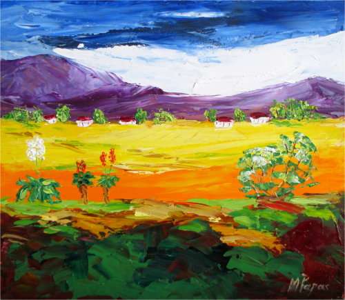 Country scene 43, oil painting by artist Mary Papas