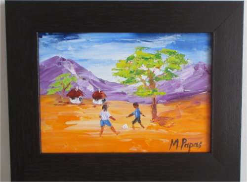 Rural Scene 2, small oil painting by Mary Papas